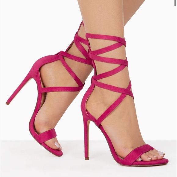 Pink lace up heels - Picture 2 of 3